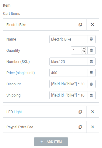 elementor form paypal action shopping cart