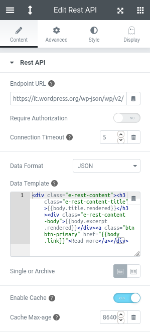 Rest api 2 elementor rest api