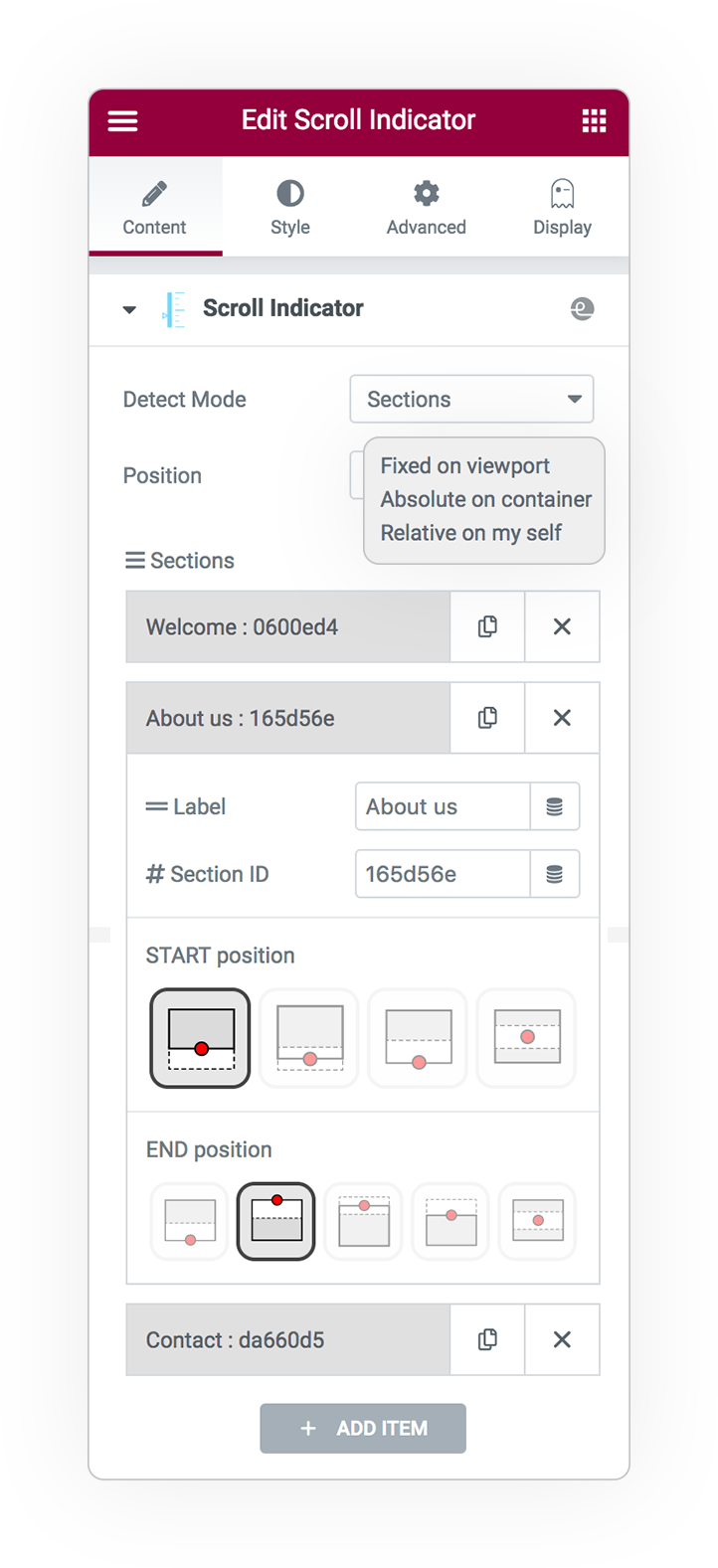 scroll indicator sections 1