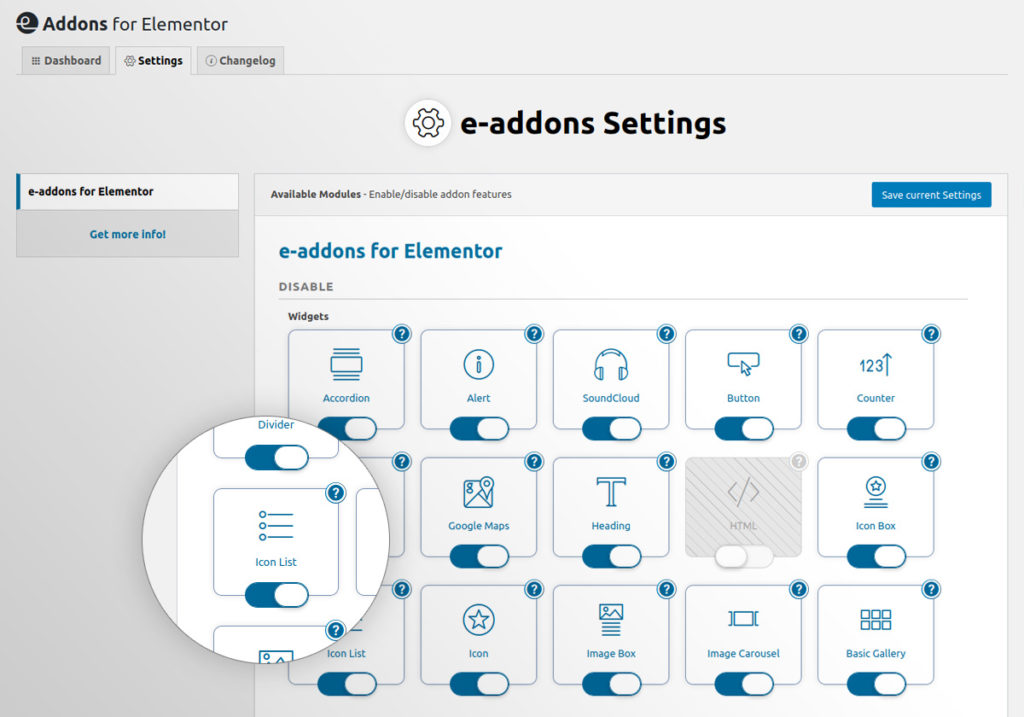 01 e addons framework disabllewidgets