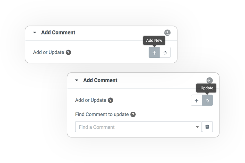 Pro Form ACTIONS Save comment REGISTER and UPDATE