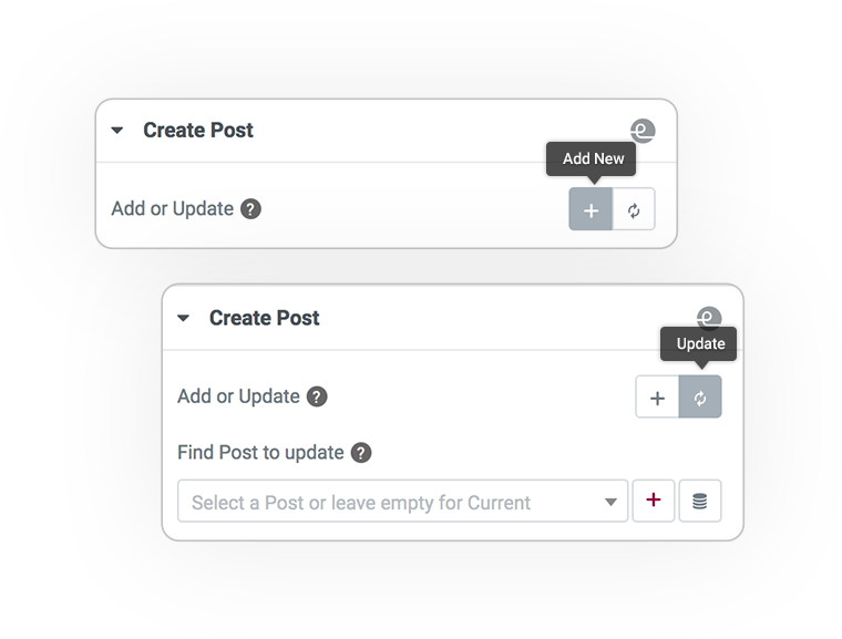 Pro Form ACTIONS Save post REGISTER and UPDATE