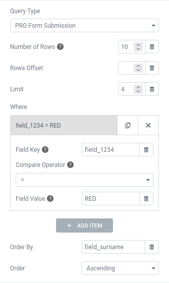 elementor query DB submission