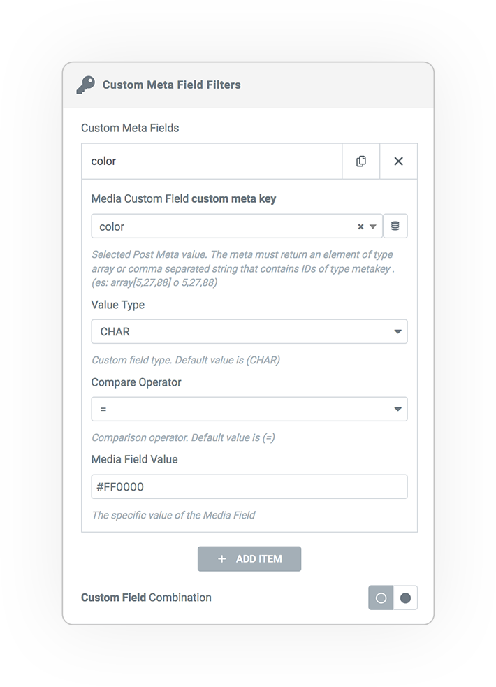 media query filter CUSTOMMETAKEY