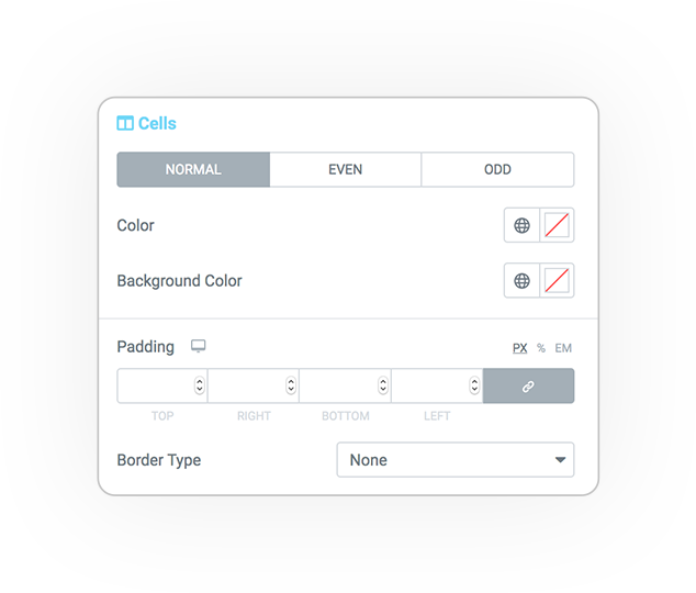 skin table style cells