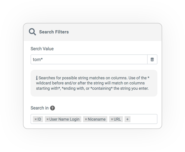 user query filter SEARCH