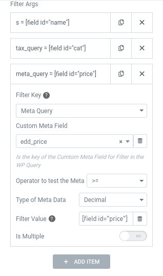 form action query posts filter args