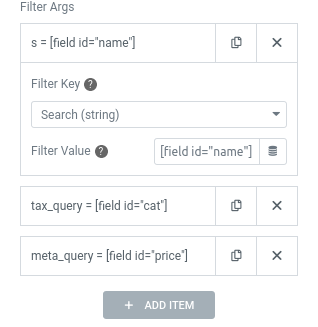 form action query posts filter s args