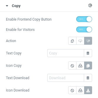 frontend download copy button