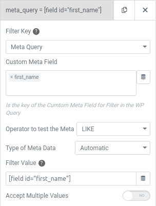 elementor user query meta