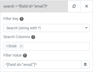 elementor user query search