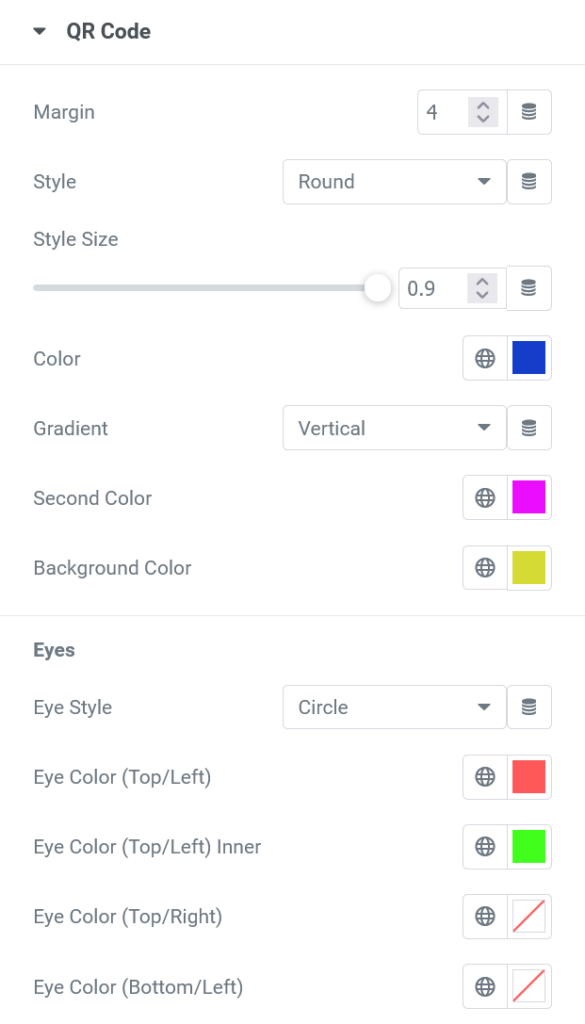 elementor qr code content style